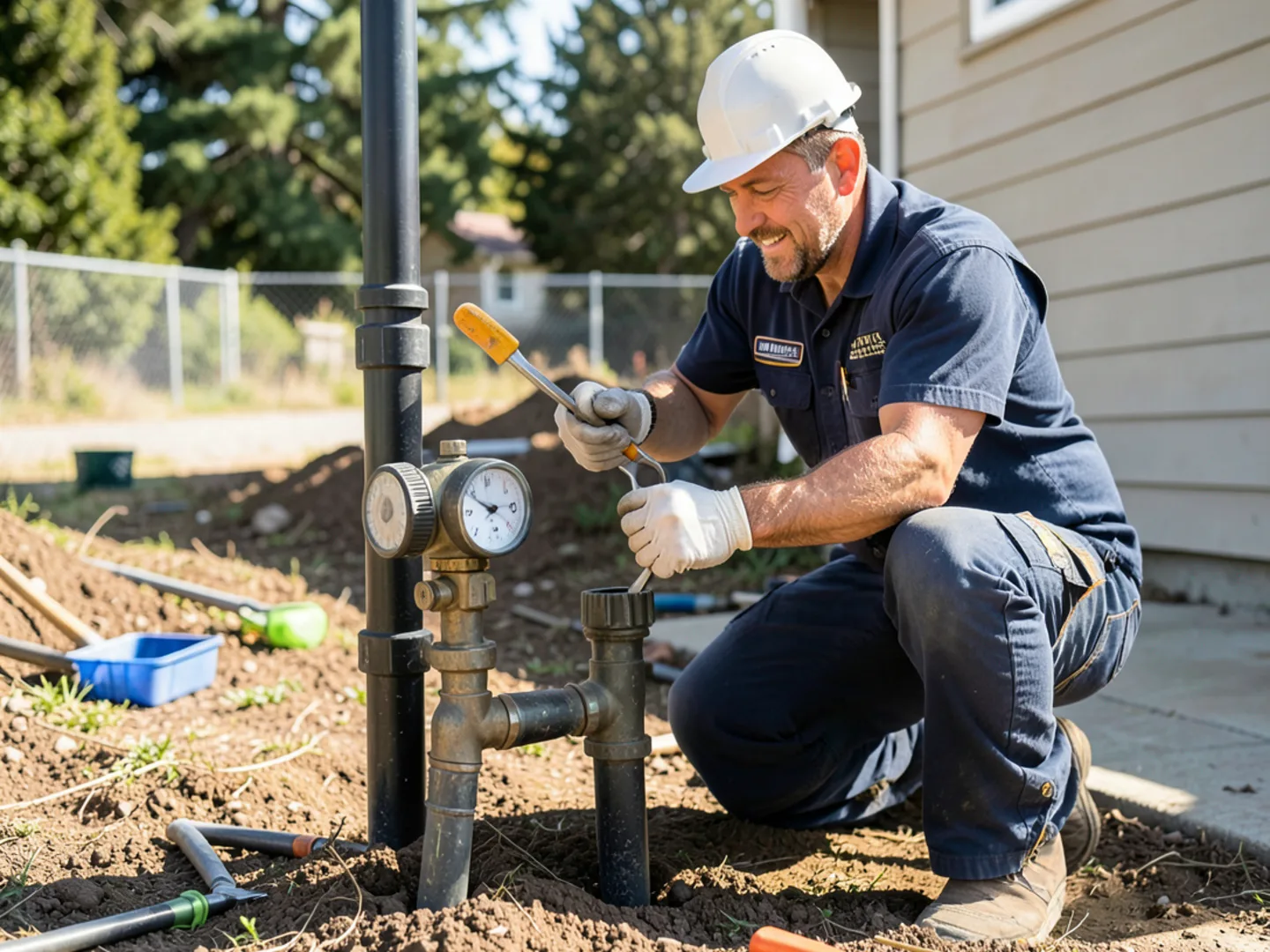 Extended water service lines and rocky soil conditions in Lake Mathews, CA